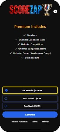 ScoreZap in-app paywall