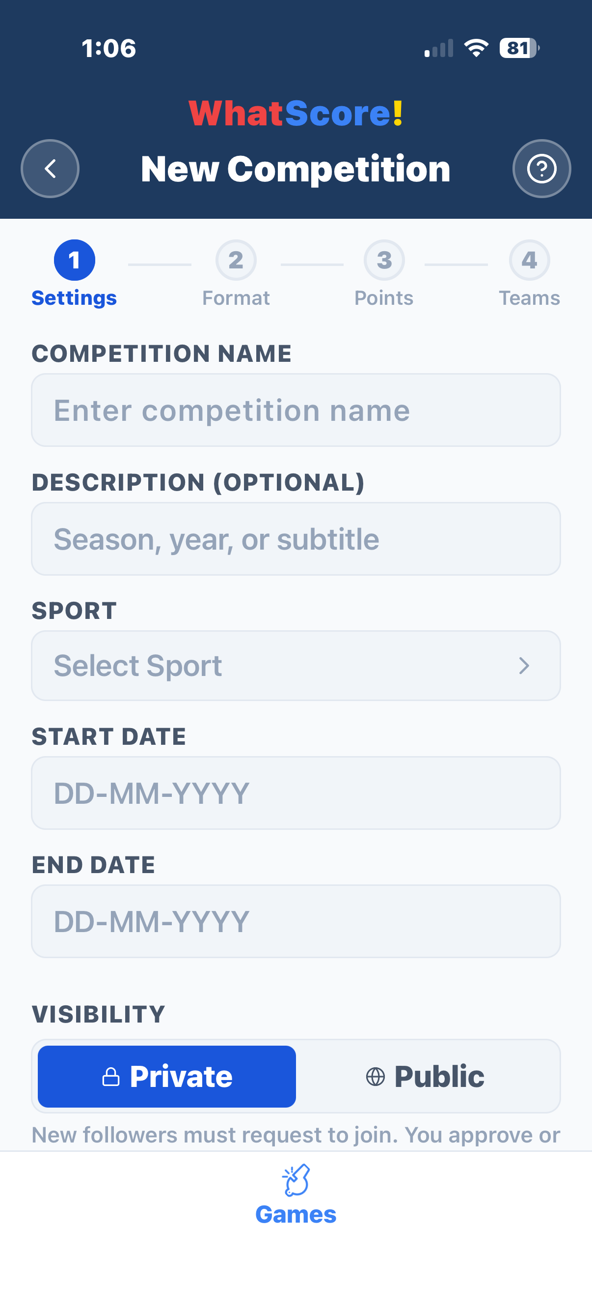 ScoreZap competition setup
