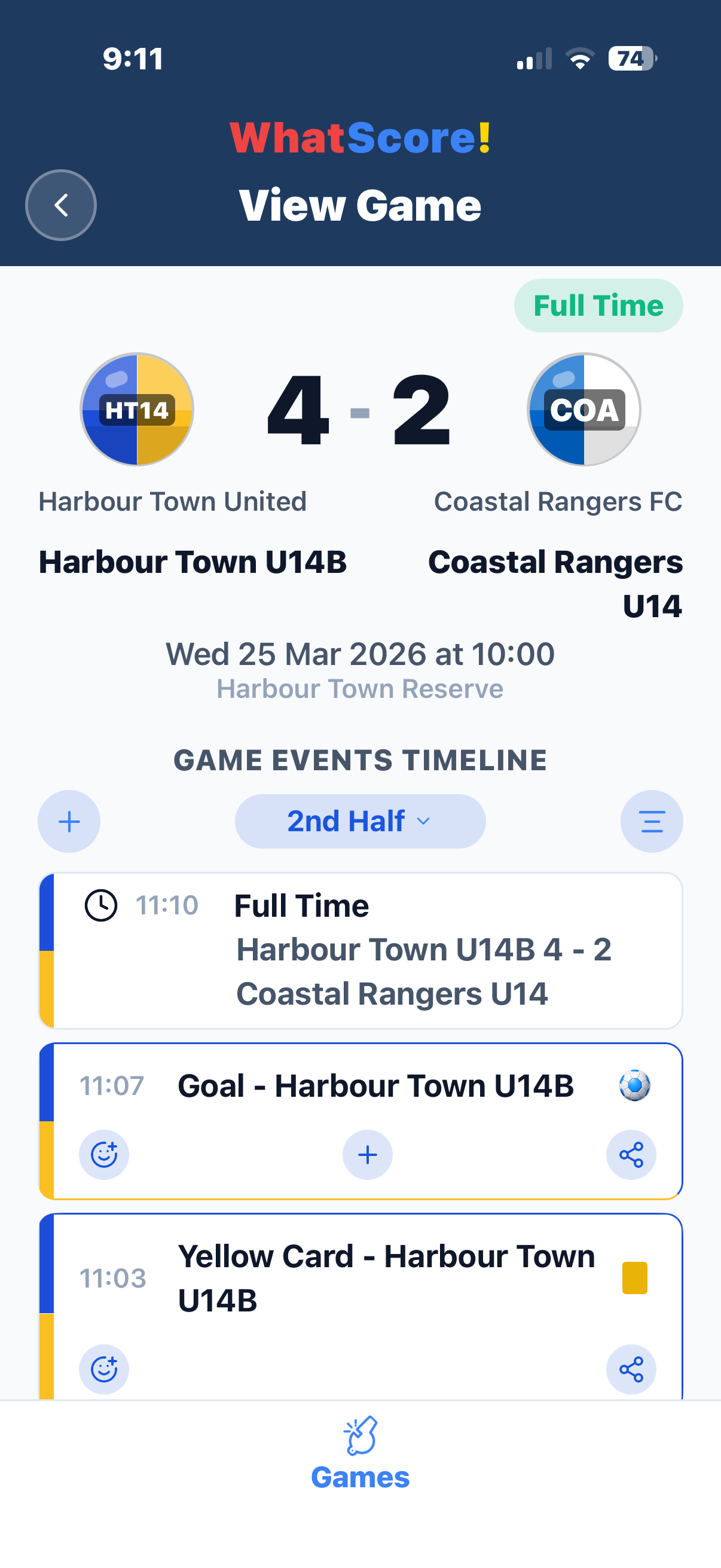 ScoreZap detailed timeline
