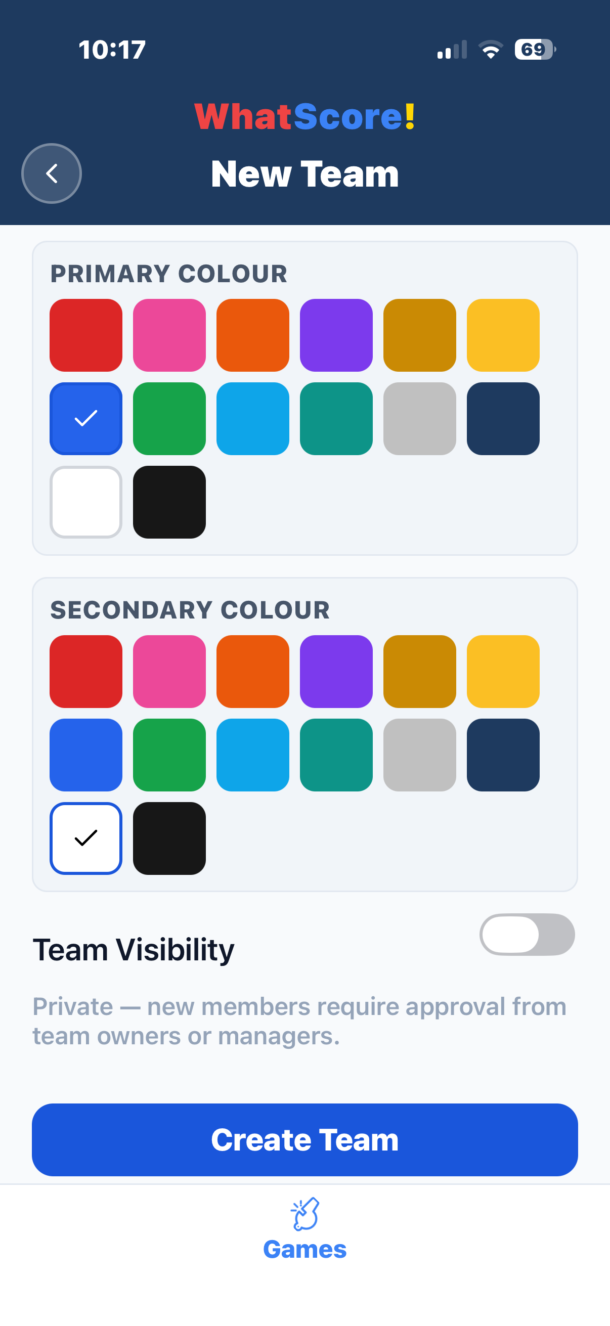 Team visibility toggle
